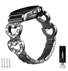 Чорний браслет у формі серця Sangaimei UQ42348, сумісний з годинником Samsung Galaxy Watch зі штучними прикрасами для жінок (my-2100)