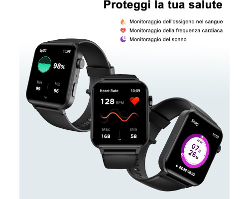 Смарт-годинник Blackview R30 Pro Black 1,85-дюймовий фітнес-трекер зі SpO2, пульсометром, монітором сну, зі 100+ спортивними режимами, лічильником калорій та кроків (my-9074)
