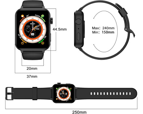 Смарт-годинник Blackview R30 Pro Black 1,85-дюймовий фітнес-трекер зі SpO2, пульсометром, монітором сну, зі 100+ спортивними режимами, лічильником калорій та кроків (my-9074)