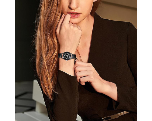 Годинник JewelryWe Watch для чоловіків і жінок, ультратонкі, легко читаються, з еластичним ремінцем, чорні (my-15231)