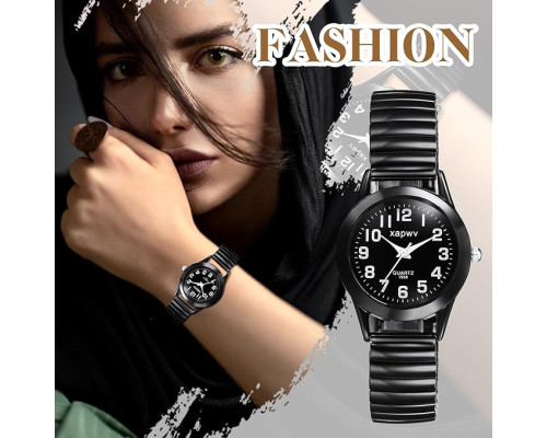 Годинник JewelryWe Watch для чоловіків і жінок, ультратонкі, легко читаються, з еластичним ремінцем, чорні (my-15231)