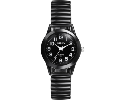 Годинник JewelryWe Watch для чоловіків і жінок, ультратонкі, легко читаються, з еластичним ремінцем, чорні (my-15231)
