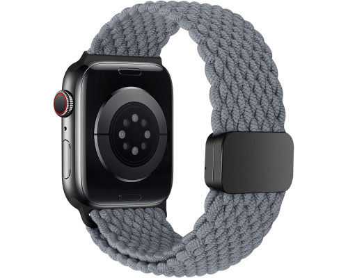 Еластичний плетений ремінець з магнітною застібкою HITZEE сумісний з Apple Watch (38/40/41/42 мм, Space Grey) (my-15285)