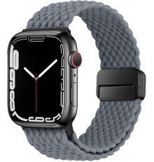 Еластичний плетений ремінець з магнітною застібкою HITZEE сумісний з Apple Watch (38/40/41/42 мм, Space Grey) (my-15285)