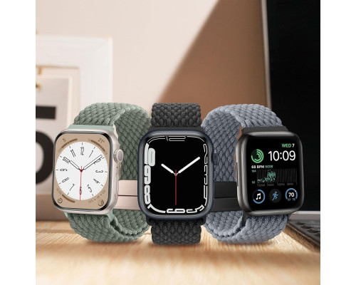 Еластичний плетений ремінець з магнітною застібкою HITZEE сумісний з Apple Watch (38/40/41/42 мм, Space Grey) (my-15285)