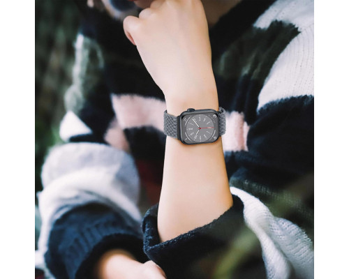 Еластичний плетений ремінець з магнітною застібкою HITZEE сумісний з Apple Watch (38/40/41/42 мм, Space Grey) (my-15285)