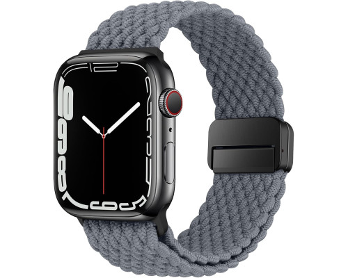 Еластичний плетений ремінець з магнітною застібкою HITZEE сумісний з Apple Watch (38/40/41/42 мм, Space Grey) (my-15285)