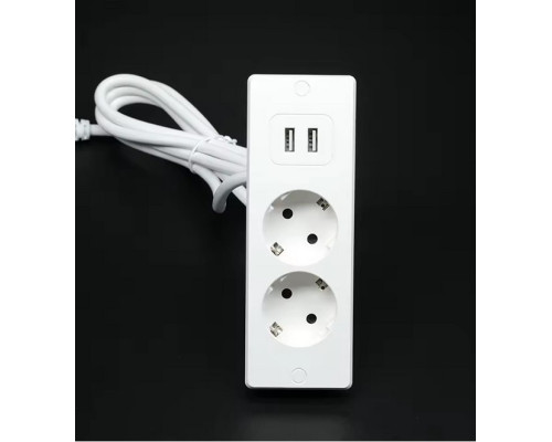 Подовжувач європейського стандарту USB-A що підключається до стильної розетки 2 порти і USB 4000 Вт 10/16 А (my-17198)