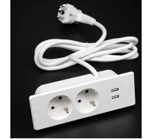 Подовжувач європейського стандарту USB-A що підключається до стильної розетки 2 порти і USB 4000 Вт 10/16 А (my-17198)