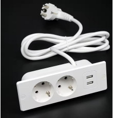 Подовжувач європейського стандарту USB-A що підключається до стильної розетки 2 порти і USB 4000 Вт 10/16 А (my-17198)