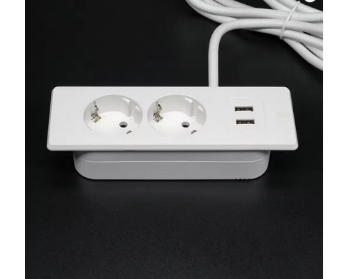 Подовжувач європейського стандарту USB-A що підключається до стильної розетки 2 порти і USB 4000 Вт 10/16 А (my-17198)