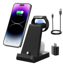 Зарядна станція для iPhone кількох пристроїв 3 в 1 швидка для Apple Watch iPhone колір білий (my-4290)