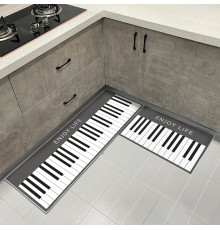 Килимок для кухні Hoimlm, упаковка з 2 кухонних доріжок 40x60 см + 40x120 см, сучасні, що миються, з геометричним візерунком, нековзний (my-12181)