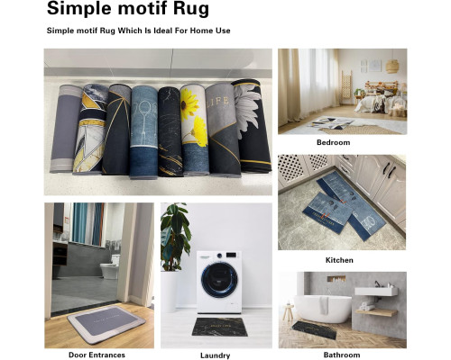 Килимок для кухні Hoimlm, упаковка з 2 кухонних доріжок 40x60 см + 40x120 см, сучасні, що миються, з геометричним візерунком, нековзний (my-12181)