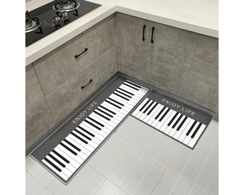 Килимок для кухні Hoimlm, упаковка з 2 кухонних доріжок 40x60 см + 40x120 см, сучасні, що миються, з геометричним візерунком, нековзний (my-12181)