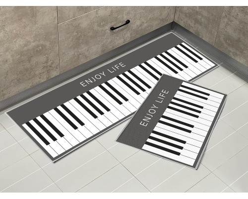 Килимок для кухні Hoimlm, упаковка з 2 кухонних доріжок 40x60 см + 40x120 см, сучасні, що миються, з геометричним візерунком, нековзний (my-12181)
