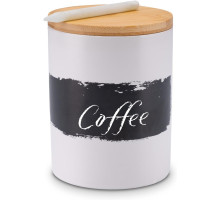 Керамічна велика банка для спецій з дерев'яною кришкою LAMBDA COFFEE, 600 мл, 100% захист від світла, з крейдою та дошкою для написів (my-15263)
