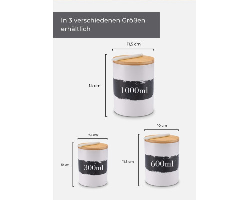 Керамічна велика банка для спецій з дерев'яною кришкою LAMBDA COFFEE, 600 мл, 100% захист від світла, з крейдою та дошкою для написів (my-15263)