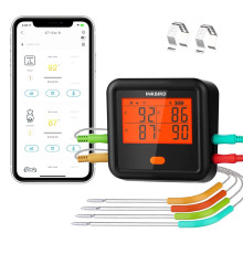 Bluetooth-термометр для м'яса 4 бездротових зонда INKBIRD IDT-34c-B чорний (my-15002)