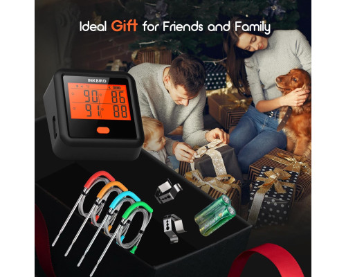 Bluetooth-термометр для м'яса 4 бездротових зонда INKBIRD IDT-34c-B чорний (my-15002)