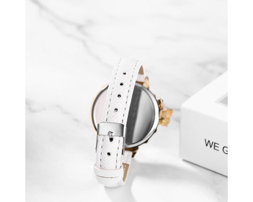 Наручний круглий аналоговий кварцовий годинник із зображенням метелика JewelryWe JW357P0009 для жінок, білі (my-15234)