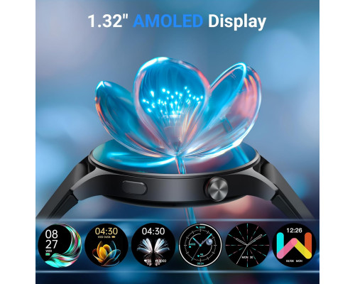 Розумний годинник Fitpolo AR-01, 1,3-дюймовий сенсорний AMOLED-дисплей, водонепроникність IP68 чорний (my-12019)