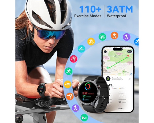 Розумний годинник Fitpolo AR-01, 1,3-дюймовий сенсорний AMOLED-дисплей, водонепроникність IP68 чорний (my-12019)