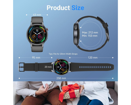 Розумний годинник Fitpolo AR-01, 1,3-дюймовий сенсорний AMOLED-дисплей, водонепроникність IP68 чорний (my-12019)