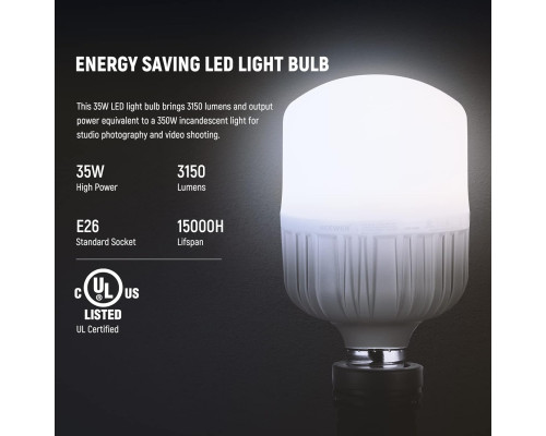 Світлодіодні LED лампи Neewer T100 E26 35 Вт 5700K для відеозйомки, 2 упаковки (my-4003)