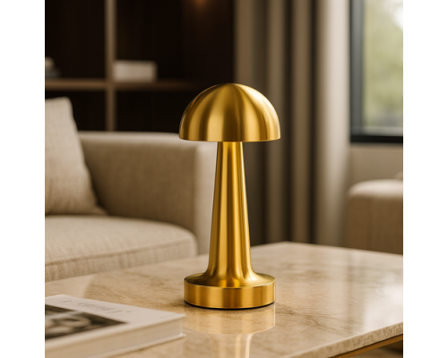 Настільна лампа золота акумуляторна H-22 cm Led Mushroom Gold (my-18081)