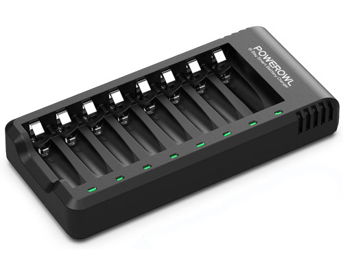Зарядний пристрій POWEROWL ZN825E на 8 батарей типу AA AAA заряджання через USB (без адаптера) (my-15038)