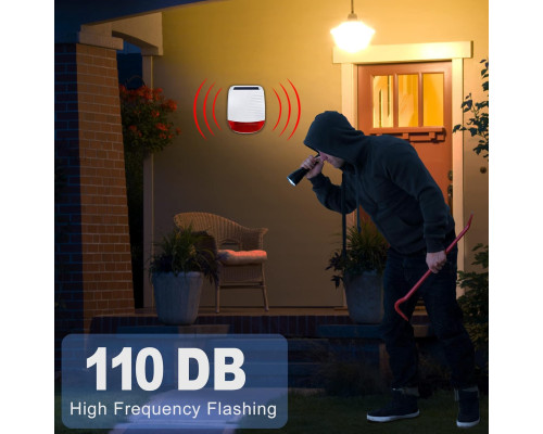 Бездротова сирена безпеки на сонячних батареях Umeima звук 120 дБ WiFi функція світлодіодного спалаху тривалий термін служби батареї (my-17057)