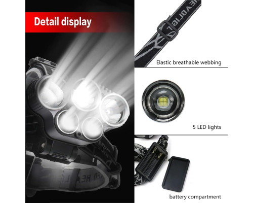 Ліхтарик налобний акумуляторний водонепроникний LOVME HDL-5 High Lumen Bright (my-3082)