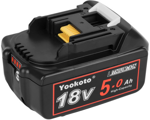 Акумулятор Yookoto 18 В для зарядного пристрою Makita BL1850B: комплект з 2 літій-іонних акумуляторів ємністю 50 А·год зі світлодіодним індикатором (my-17016)