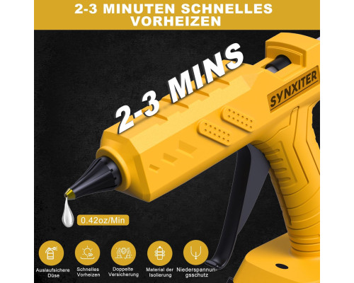 Бездротовий термоклейовий пістолет Powtree для Dewalt 20 В з клейовими стрижнями жовтий (my-17245)