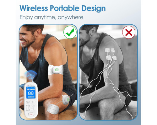 М'язовий стимулятор для зняття болю Comfytemp Wireless TENS Unit з дистанційним керуванням, портативний пристрій, 30 режимів, 4 накладки (my-14017)
