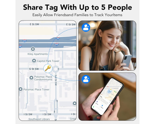 Bluetooth-мітка Air Tracker для пошуку предметів (4 шт.) з функцією пошуку ключів, сумісна з Apple Find My (тільки iOS), водонепроникність IP67 (my-17140)
