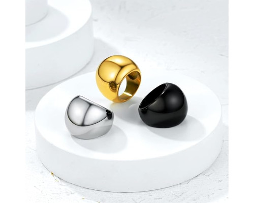 Жіноче чорне кільце з нержавіючої сталі GOLDCHIC JEWELRY на мізинець, товсте кільце 23 мм, розмір: 12 (15387)