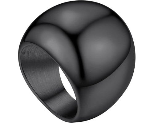 Жіноче чорне кільце з нержавіючої сталі GOLDCHIC JEWELRY на мізинець, товсте кільце 23 мм, розмір: 12 (15387)