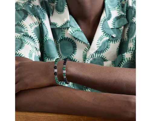 Набір 4 шт. еластичні браслети: чорний, білий, зелений, сірий для чоловіків 8 мм RANKEEF, намистини (my-15345)