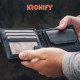 Шкіряний чоловічий складаний гаманець KRONIFY KR-601-SW, 13 відділень для карт, кишеня для монет, посилений шов, чорний (my-15218)