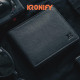 Шкіряний чоловічий складаний гаманець KRONIFY KR-601-SW, 13 відділень для карт, кишеня для монет, посилений шов, чорний (my-15218)