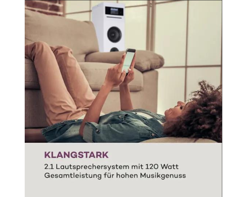Акустична колонка Auna Karaboom 100 Wifi динамік інтернет радіо DAB+ BT 120W білий 10033150 (my-5079)