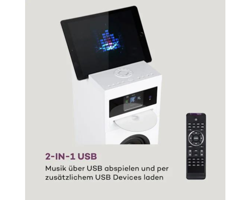 Акустична колонка Auna Karaboom 100 Wifi динамік інтернет радіо DAB+ BT 120W білий 10033150 (my-5079)