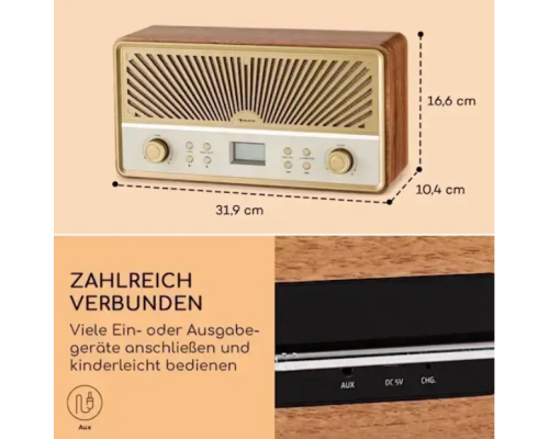 Цифрове радіо Auna Glastonbury Go стерео батарея BT DAB/FM MP3 10041151 (my-5077)