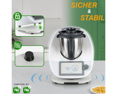 Легко ковзна бамбукова роликова дошка/слайдер PUERSI TMG-P-2 для Thermomix TM6/TM5, 2-го покоління з коліщатками, білосніжний (my-14090)