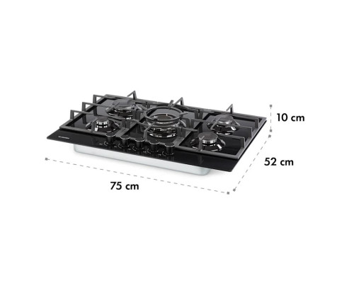 Варильна газова поверхня KLARSTEIN Ignito 5 зонна 10033133 Black Glass (my-5047)