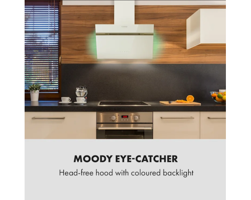 Витяжка Klarstein Alina Cooker 60 см біла, світлодіодний дисплей, внутрішнє освітлення, переднє скло біле 10034105 (my-5037)