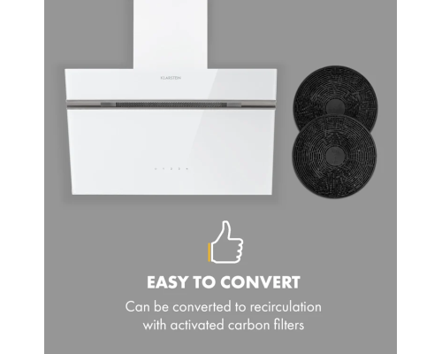 Витяжка Klarstein Alina Cooker 60 см біла, світлодіодний дисплей, внутрішнє освітлення, переднє скло біле 10034105 (my-5037)