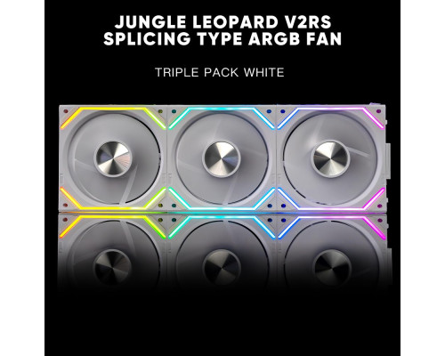 Комплект із трьох вентиляторів Jungle Leopard Splice Type ARGB PC UNI з послідовним підключенням 120 мм V2RS білий (my-18031)